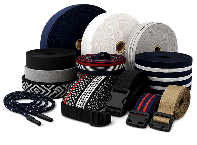 Elastics webbing and narrow fabric rolls